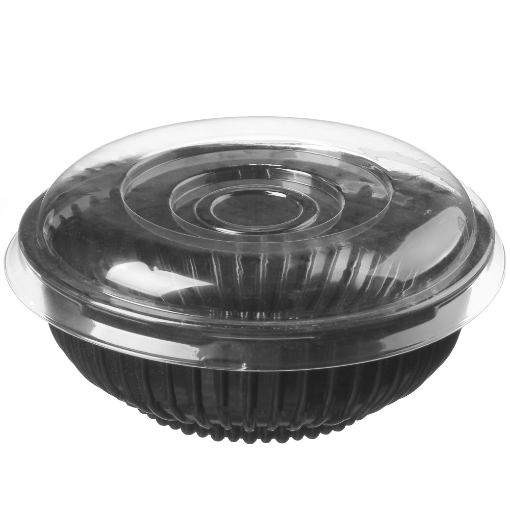Салатник пластиковый ПС-210 с крышкой черный 950 мл d=158 мм h=58 мм 1 шт (500 шт/ящ)