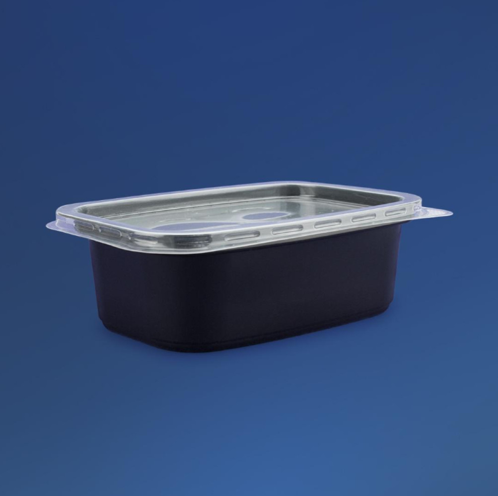 Контейнер пластиковый ПП-116-350 с крышкой черный 350 мл 140х98х47 мм 1 шт (800 шт/ящ)