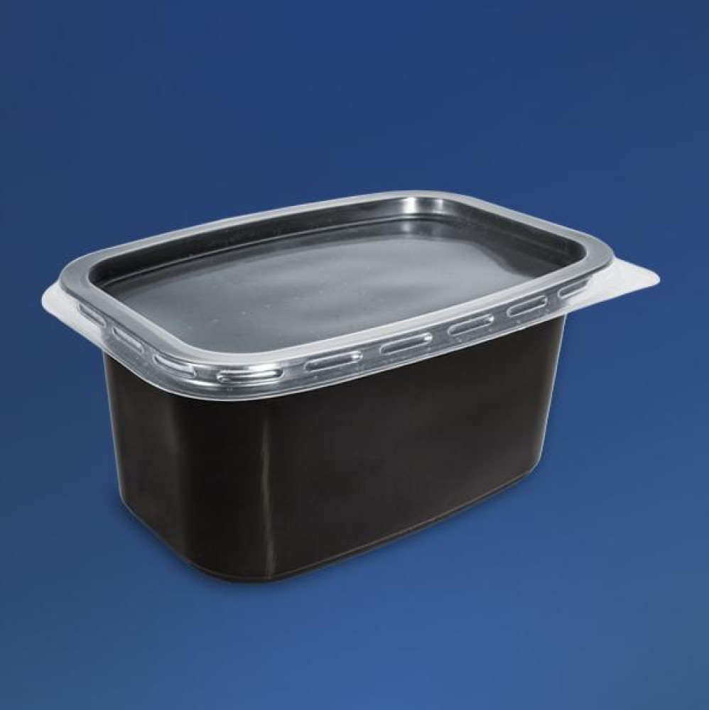 Контейнер пластиковый ПП-116-500 с крышкой черный 500 мл 140х98х63 мм 1 шт (800 шт/ящ)