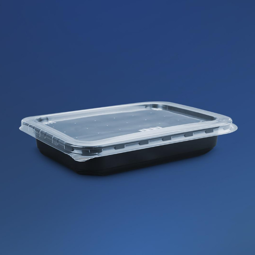 Контейнер пластиковый ПП-118-500 с крышкой черный 500 мл 187х138х36 мм 1 шт (400 шт/ящ)