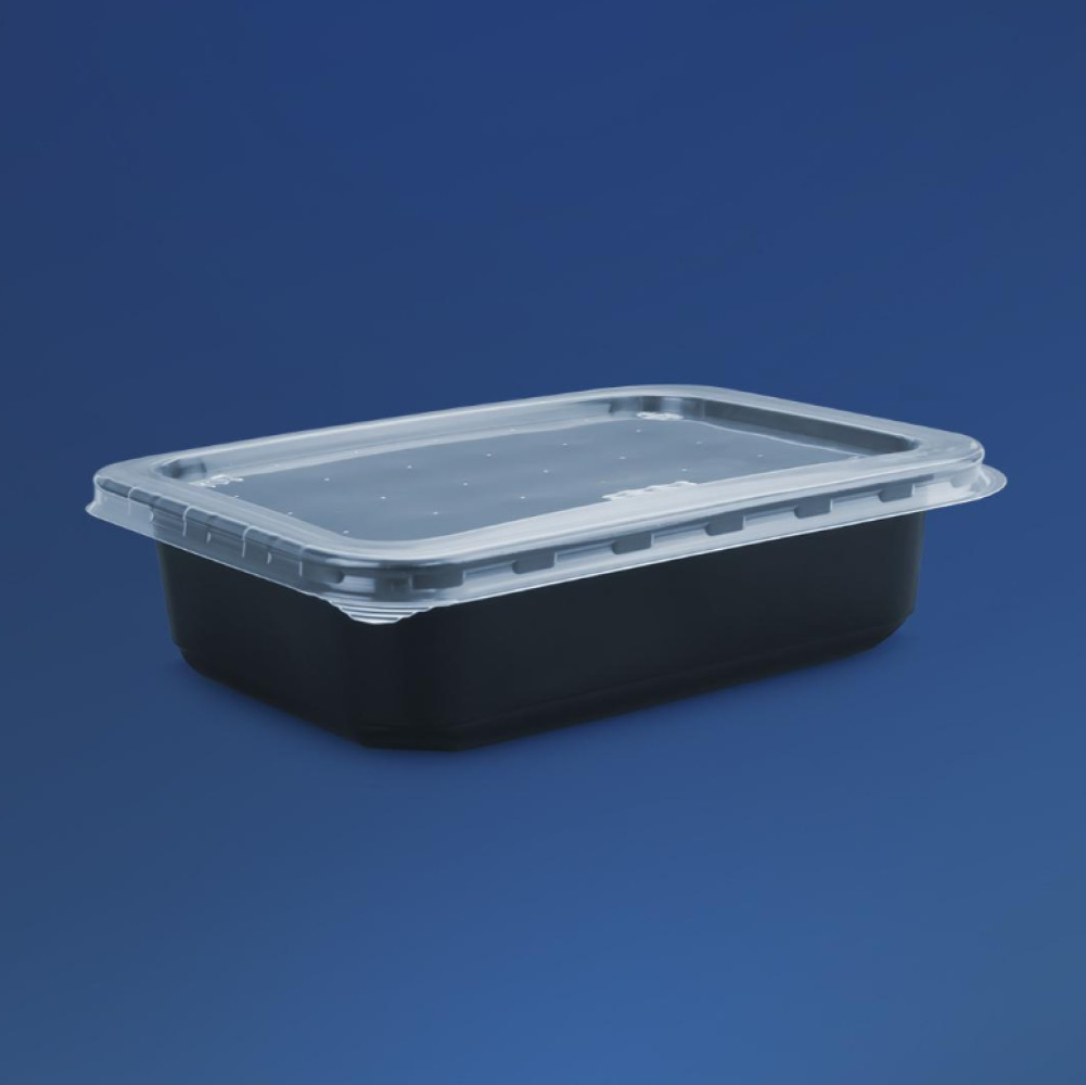 Контейнер пластиковый ПП-118-750 с крышкой черный 750 мл 187х138х50 мм 1 шт (400 шт/ящ)