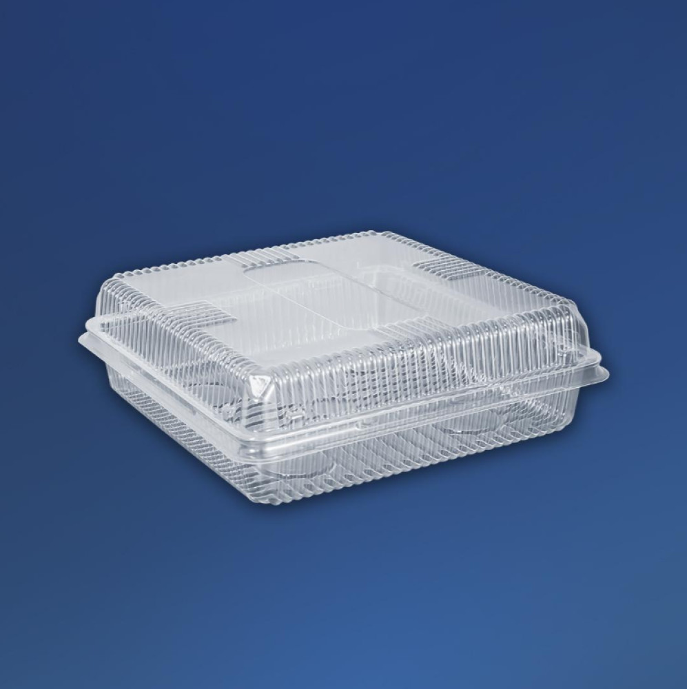 Упаковка для суши пластиковая ПС-65 с крышкой прозрачная 2100 мл 195х195х38 мм 414 шт/ящ