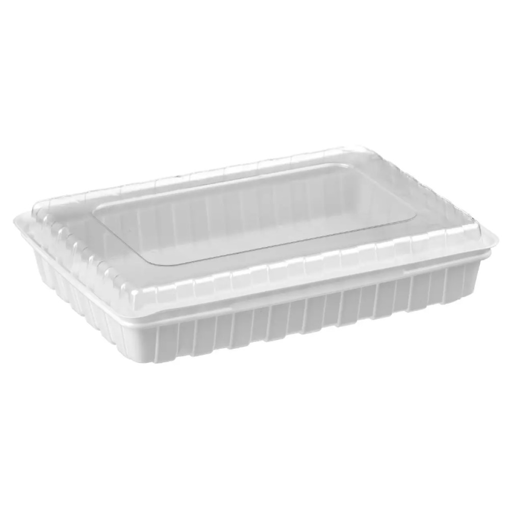 Упаковка для суши пластиковая ПС-61 с крышкой белая 2250 мл 278х195х40 мм 180 шт/ящ