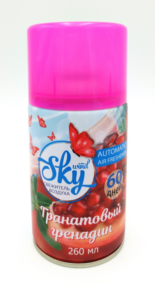 Сменный баллон для автоматического освежителя воздуха аэрозоль Sky Wind Гранатовый гренадин 260 мл