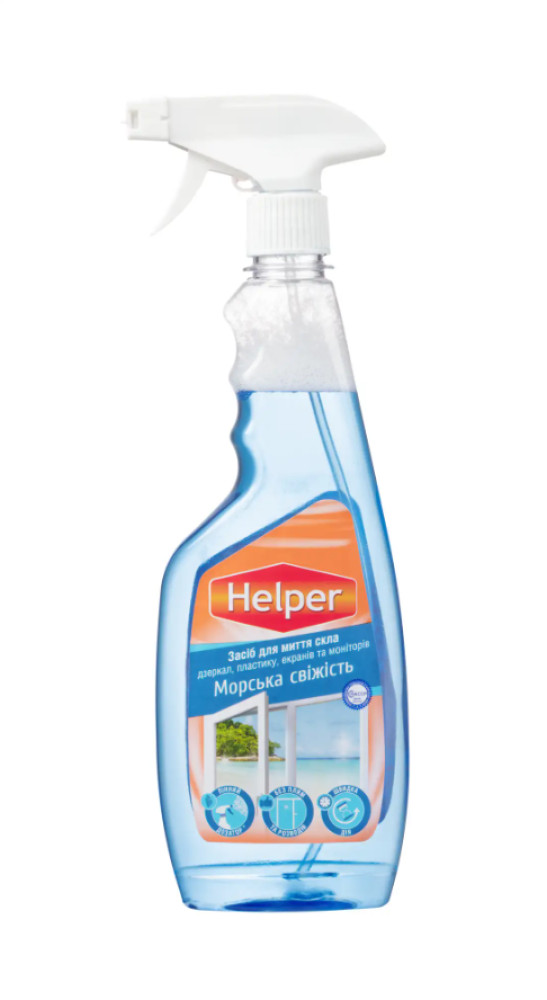 Средство для мытья окон и стекол Helper Морская свежесть с распылителем 500 мл