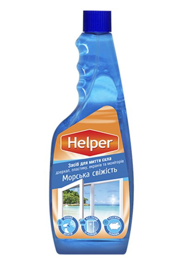 Средство для мытья окон и стекол Helper Морская свежесть запаска 500 мл