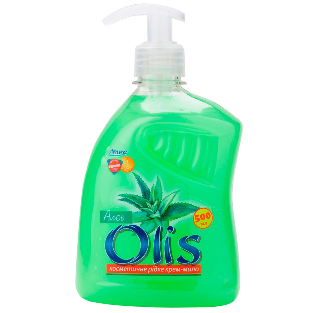 Жидкое косметическое крем-мыло с дозатором, алоэ, Olis, 500 мл