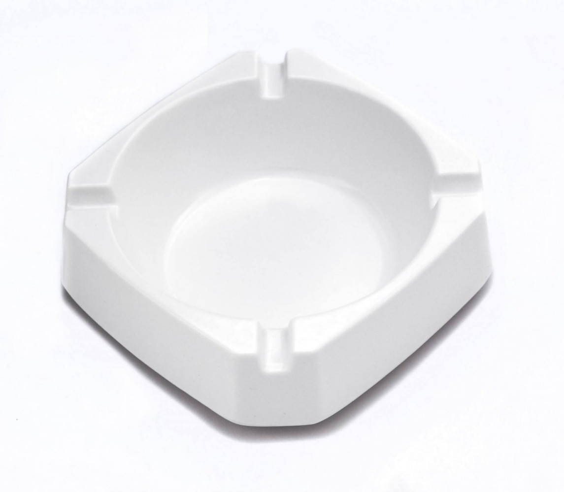 Пепельница квадратная из меламина белая 9,2х9,2х3 см