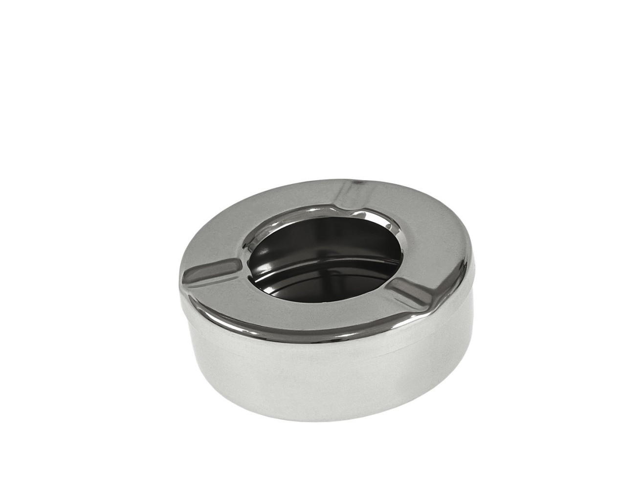 Пепельница круглая из нержавеющей стали с крышкой 9х3,5 см