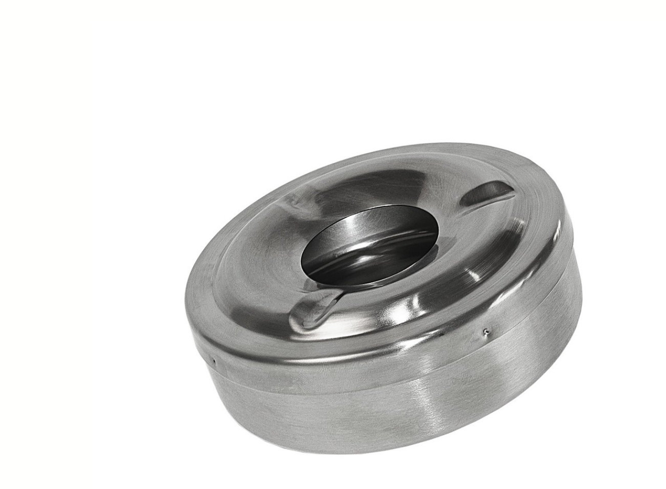 Пепельница круглая из нержавеющей стали с крышкой 11х4 см