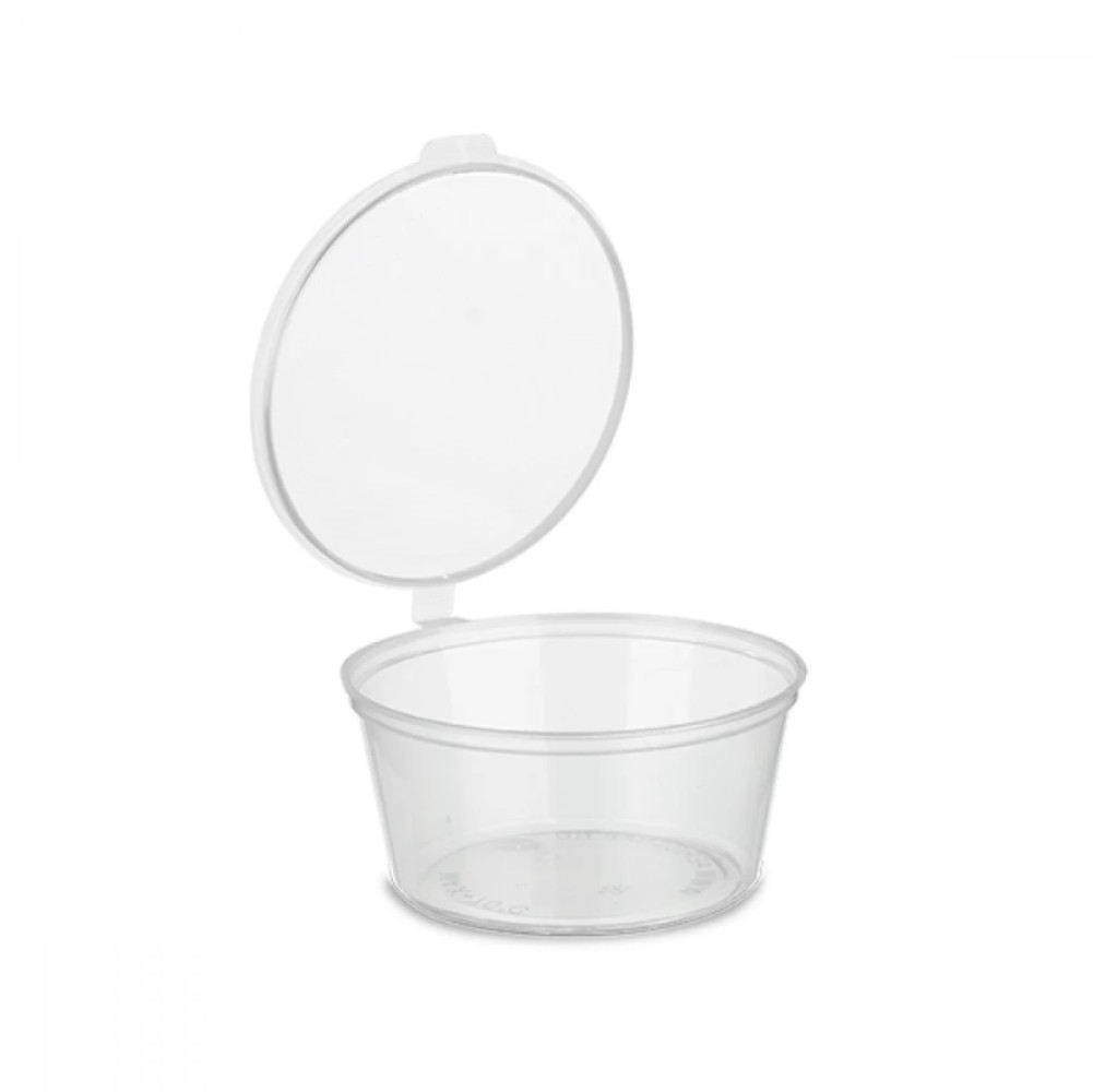 Соусник пластиковый с внутренней крышкой прозрачный 80 мл 50 шт/уп (10 уп/ящ)