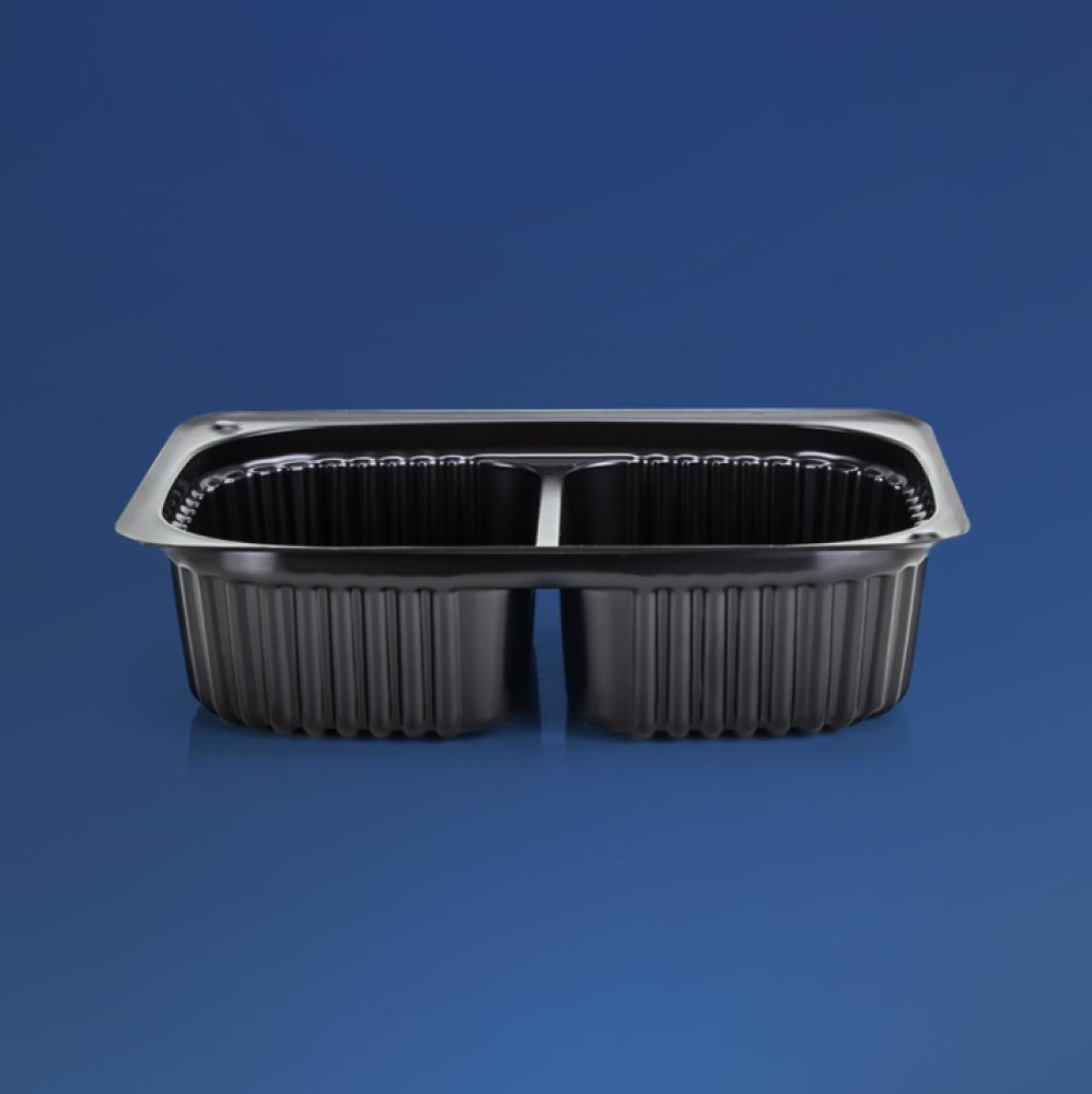 Соусник пластиковый 2-х секционный ПС-183 черный 146 мл 117х84х30 мм 1000 шт/ящ