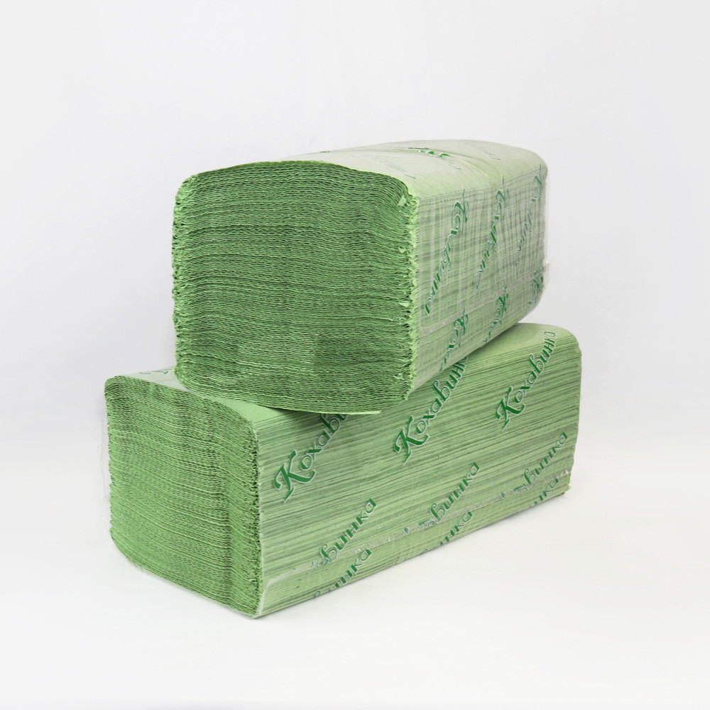 Полотенца бумажные Кохавинка V-сложения 1-х слойные зеленые 250х230 мм 170 листов/уп