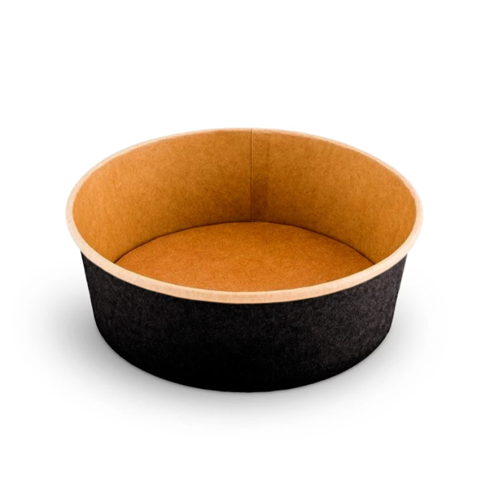 Салатник бумажный круглый черный с крафт дном 750 мл d=145 мм h=67 мм 1 шт (50/400)