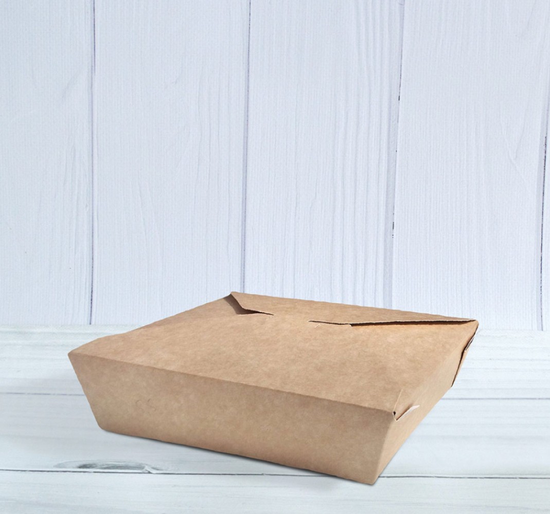 Ланч бокс бумажный крафт с белым дном 700 мл 150х100х45 мм 50 шт/уп