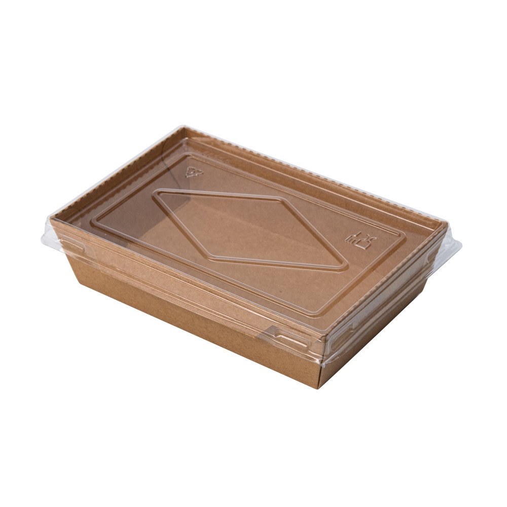 Контейнер бумажный крафт с крышкой 500 мл 150х100х40 мм 50 шт/уп