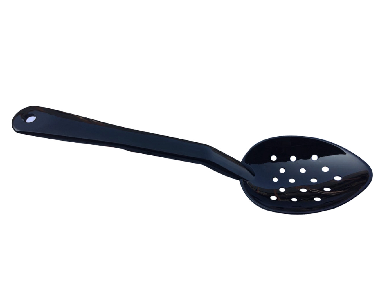 Ложка кухонная перфорированная из поликарбоната черная 40 мл 33,3 см