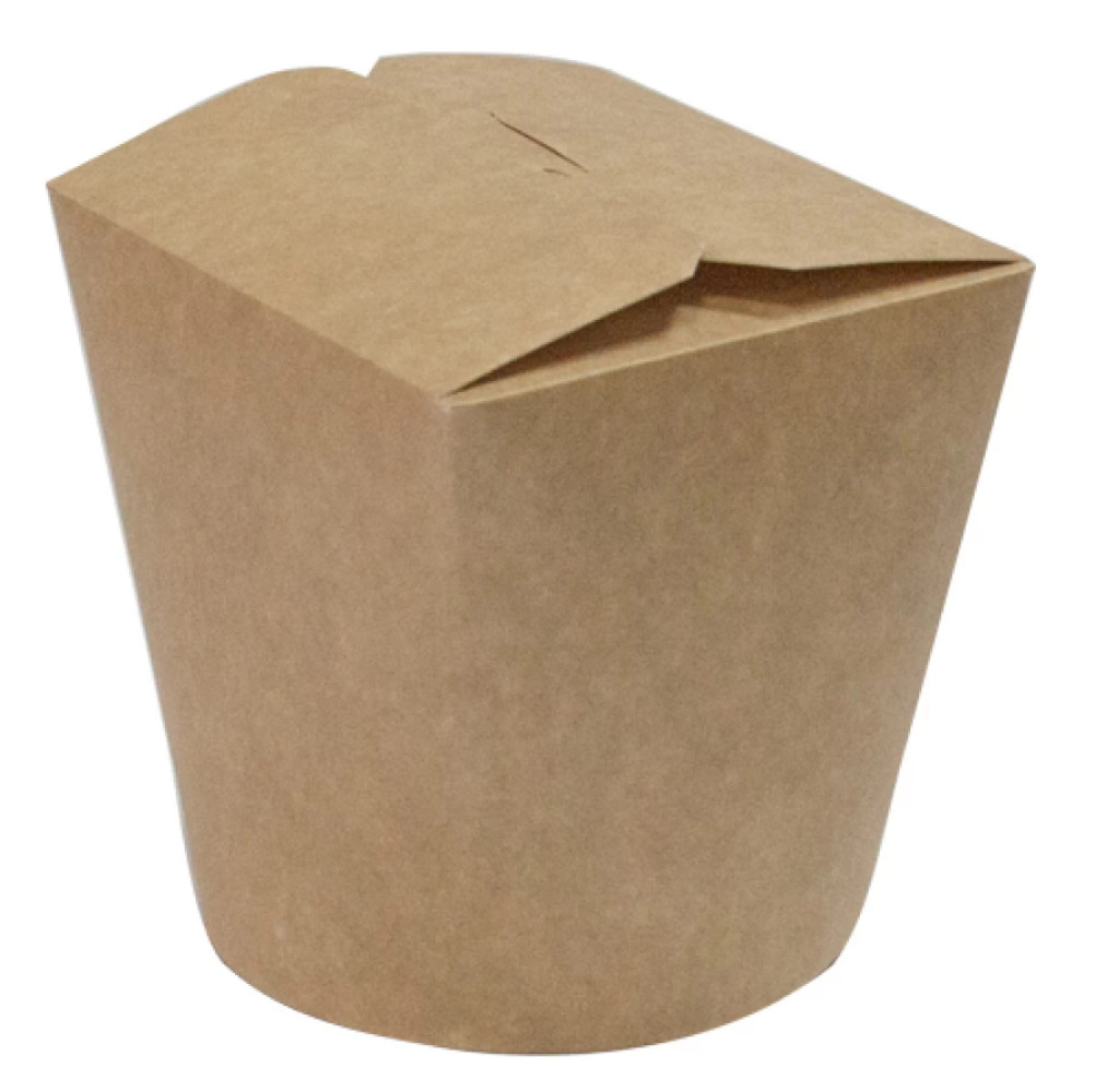 Упаковка для лапши вок крафт с белым и круглым дном 500 мл d=82 мм h=90 мм 50 шт/уп