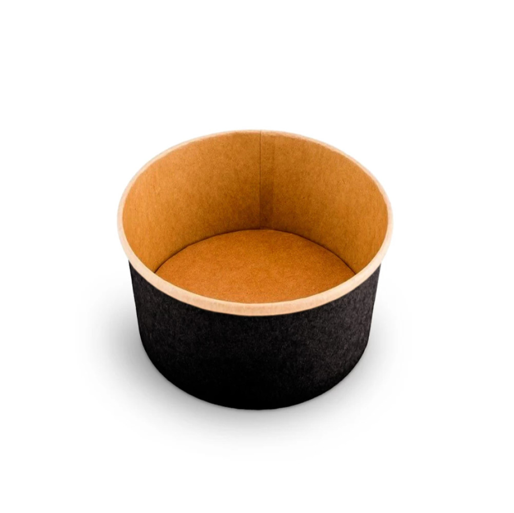 Супник бумажный черный с крафт дном 470 мл d=110 мм h=68 мм 1 шт (50/1000)